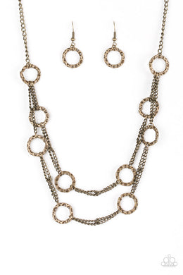 Paparazzi Circus Couture - Brass - Necklace and matching Earrings - $5 Jewelry With Ashley Swint