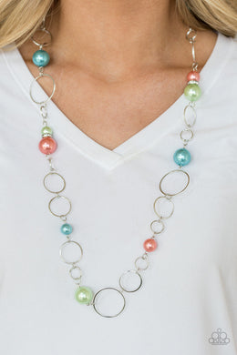 Paparazzi Lovely Lady Luck - Multicolored Pearls - Silver Necklace & Earrings - $5 Jewelry With Ashley Swint