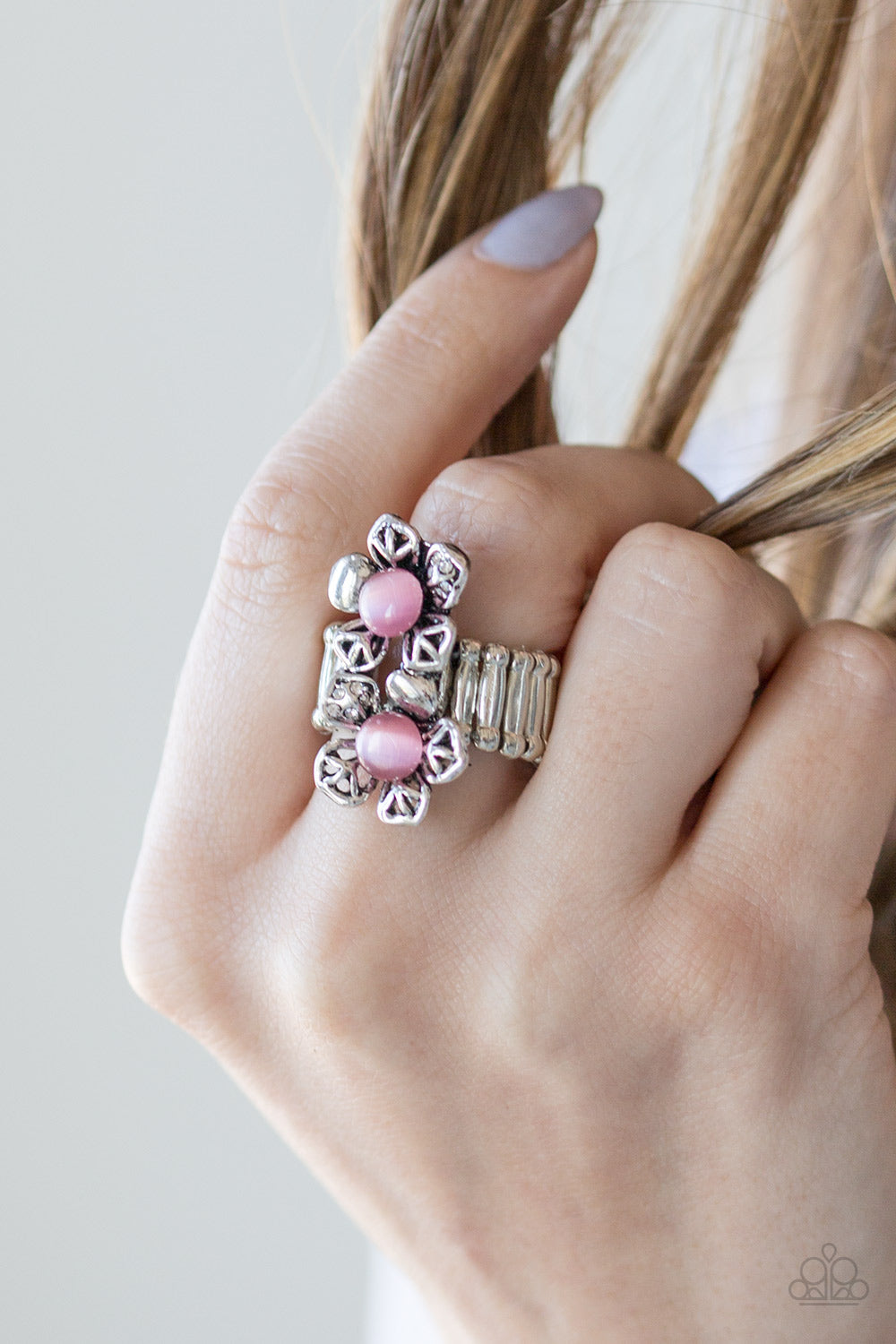 Paparazzi Magnolia Mansions - Pink Moonstone - Silver Ring - $5 Jewelry With Ashley Swint