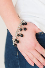 Load image into Gallery viewer, Paparazzi Manhattan Musical - Black Beads - Two Floral Fittings - Silver Bracelet - $5 Jewelry With Ashley Swint