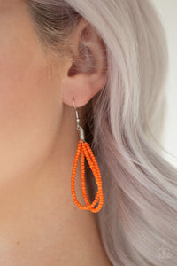 Paparazzi Peacefully Pacific - Orange Seed Beads Necklace & Earrings - $5 Jewelry with Ashley Swint