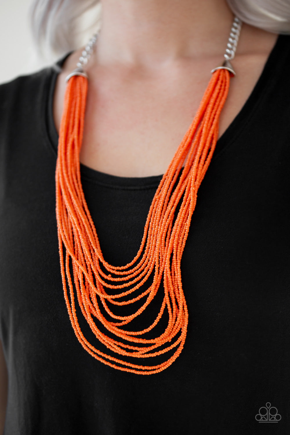 Paparazzi Peacefully Pacific - Orange Seed Beads Necklace & Earrings - $5 Jewelry with Ashley Swint