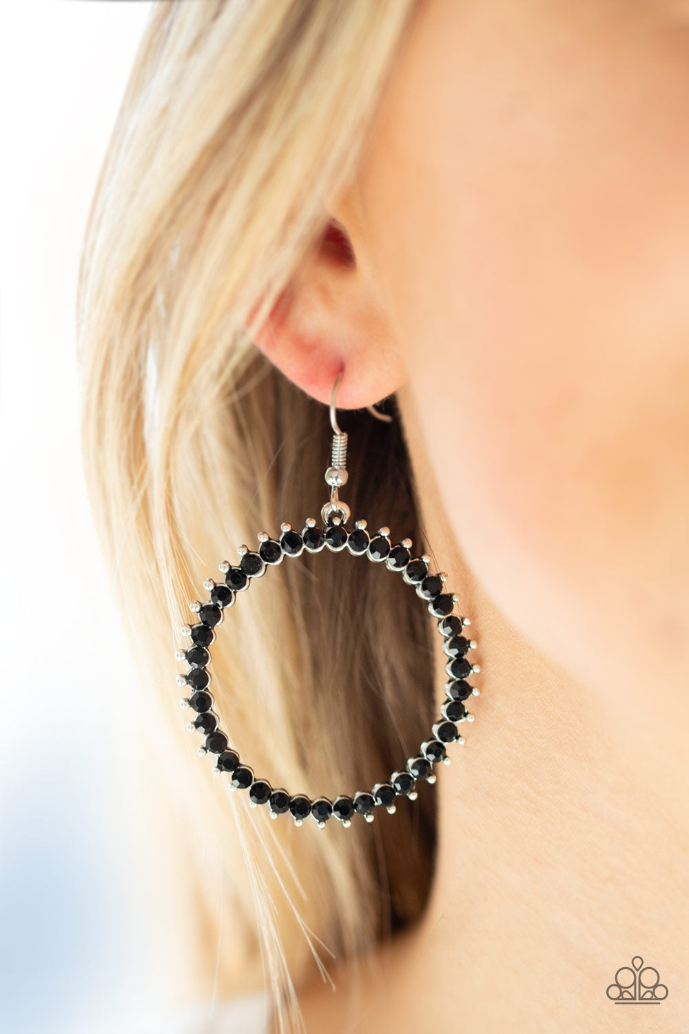 Paparazzi Spark Their Attention - Black Rhinestones - Earrings - $5 Jewelry With Ashley Swint