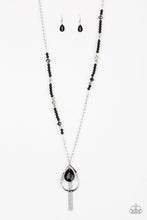 Load image into Gallery viewer, Paparazzi Teardroppin Tassels - Black - and Glass Beads - Silver Chains Necklace &amp; Earrings - $5 Jewelry With Ashley Swint
