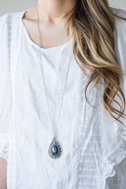 Paparazzi Total Tranquility - Blue - Moonstone Necklace and matching Earrings - $5 Jewelry With Ashley Swint