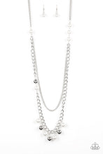 Load image into Gallery viewer, Paparazzi Modern Musical - White Pearls - Silver Necklace and matching Earrings - $5 Jewelry With Ashley Swint