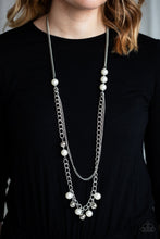 Load image into Gallery viewer, Paparazzi Modern Musical - White Pearls - Silver Necklace and matching Earrings - $5 Jewelry With Ashley Swint