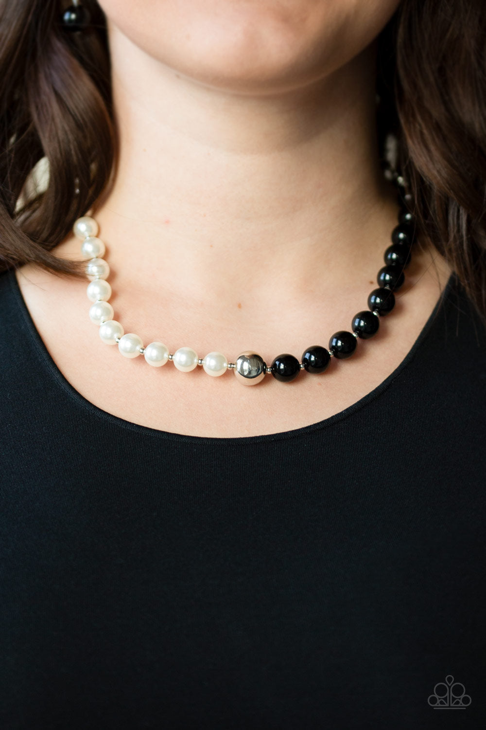 Paparazzi 5th Avenue A-Lister - Black - White Pearls - Necklace & Earrings - $5 Jewelry with Ashley Swint