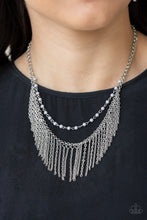 Load image into Gallery viewer, Paparazzi Fierce In Fringe - Silver - Fringe Necklace and matching Earrings - $5 Jewelry With Ashley Swint