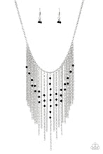 Load image into Gallery viewer, Paparazzi First Class Fringe - Black Beads - Silver Fringe Necklace and matching Earrings - $5 Jewelry With Ashley Swint