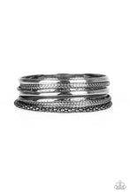 Load image into Gallery viewer, Paparazzi Hit The STACK - Black - Gunmetal Bangles - Set of 7 Bracelets - $5 Jewelry With Ashley Swint