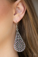 Load image into Gallery viewer, Paparazzi Mandala Makeover - Green Eden Beads - Silver Teardrop Earrings - $5 Jewelry With Ashley Swint