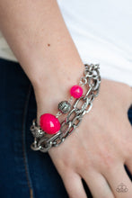Load image into Gallery viewer, Paparazzi Mega Malibu - Red Beads - Three Exaggerated Rows of Antiqued Silver Chains - Bracelet - $5 Jewelry with Ashley Swint