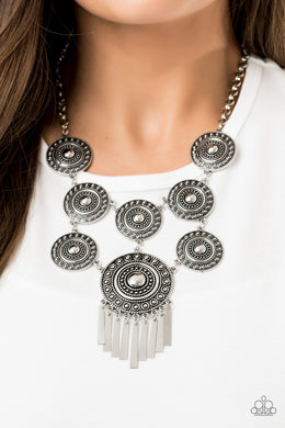 Paparazzi Modern Medalist - Silver Necklace - 2019 Convention Exclusive - $5 Jewelry With Ashley Swint