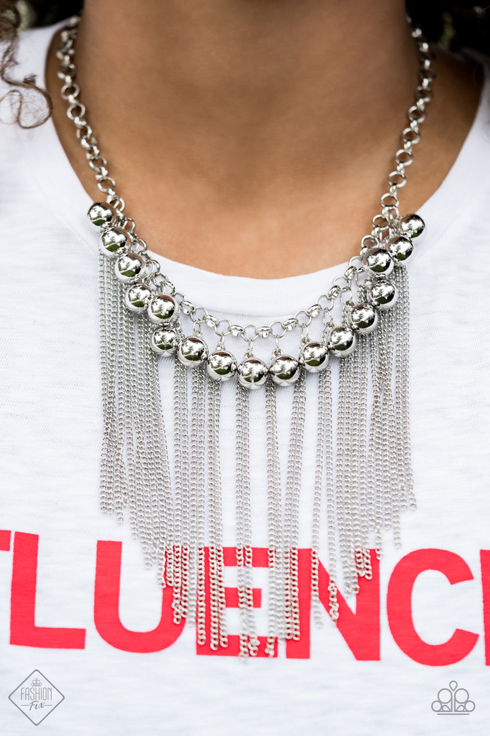 $5 Jewelry with Ashley Swint Paparazzi Powerhouse Prowl - Silver Necklace & Earrings - Fashion Fix / Trend Blend Exclusive August 2019