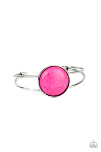 Paparazzi Sandstone Serenity - Pink Stone - Silver Cuff Bracelet - $5 Jewelry With Ashley Swint