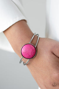 Paparazzi Sandstone Serenity - Pink Stone - Silver Cuff Bracelet - $5 Jewelry With Ashley Swint