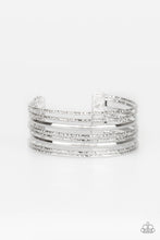 Load image into Gallery viewer, Paparazzi Stack Shack - Silver - Diamond Cut Silver Bars - Cuff Bracelet - $5 Jewelry With Ashley Swint