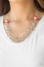 Load image into Gallery viewer, Paparazzi Daring Diva - Orange / Coral Pearl - Silver Necklace &amp; Earrings - $5 Jewelry With Ashley Swint