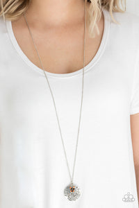 Paparazzi Desert Abundance - Orange Stone - Silver Necklace & Earrings - $5 Jewelry with Ashley Swint