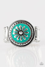 Load image into Gallery viewer, Paparazzi Free-Spirited Flower - Green - Silver Daisy Blooms - Ring - $5 Jewelry With Ashley Swint