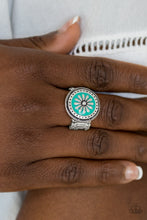 Load image into Gallery viewer, Paparazzi Free-Spirited Flower - Green - Silver Daisy Blooms - Ring - $5 Jewelry With Ashley Swint