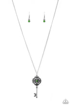 Load image into Gallery viewer, Paparazzi Got It On Lock - Green Rhinestone - Key Pendant Necklace &amp; Earrings - $5 Jewelry With Ashley Swint