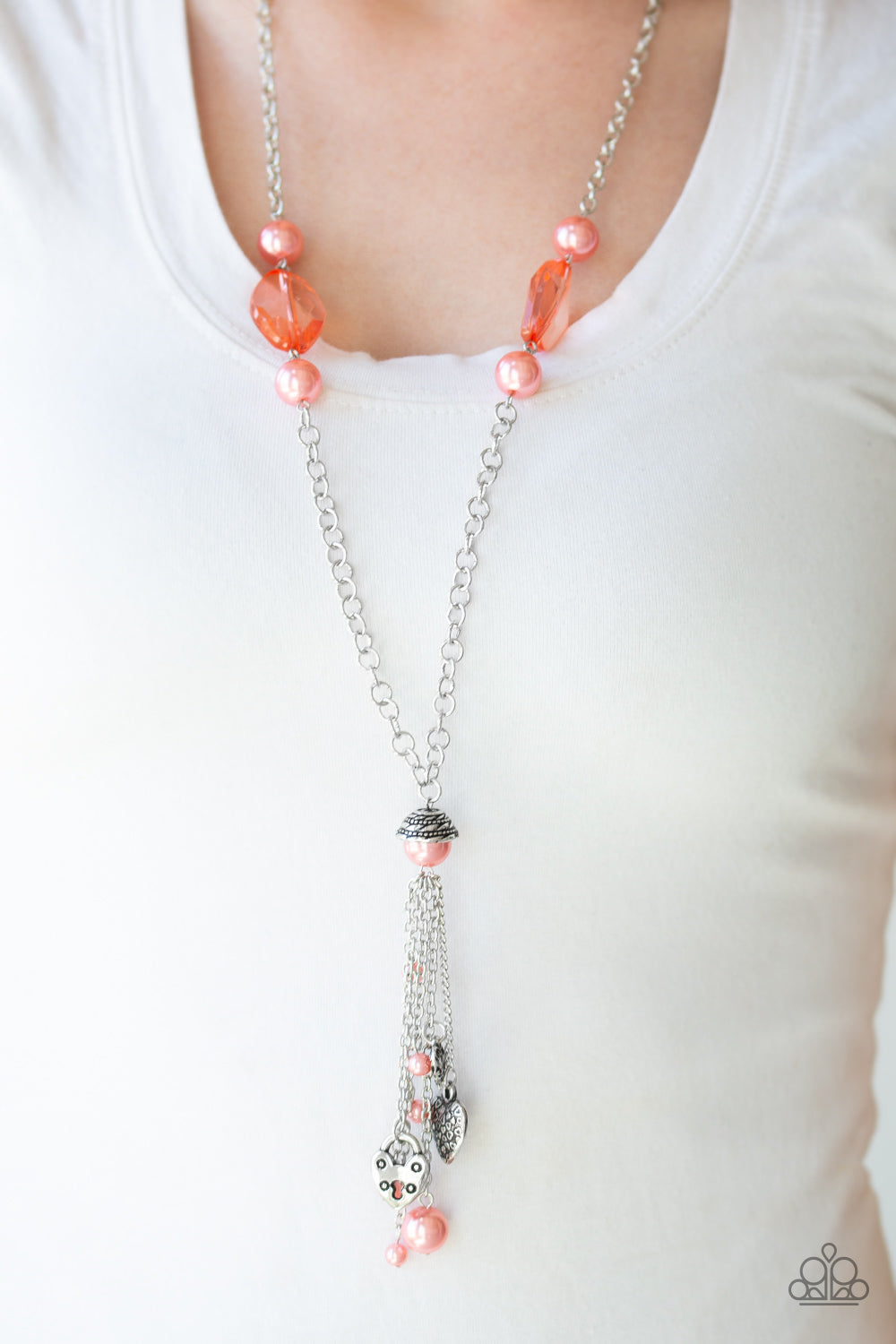 Paparazzi Heart-Stopping Harmony - Orange / Coral - Necklace & Earrings - $5 Jewelry With Ashley Swint