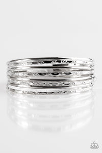 Paparazzi Magnificent Gleam - Silver Bangles - Set of 8 Bracelets - $5 Jewelry with Ashley Swint