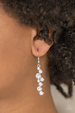 Paparazzi Milky Way Magnificence - White Rhinestone - Earrings - $5 Jewelry With Ashley Swint