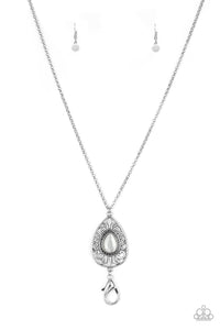 Paparazzi Modern Majesty - White Moonstone Lanyard - Necklace & Earrings - $5 Jewelry with Ashley Swint