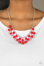 Load image into Gallery viewer, Paparazzi Really Rococo - Red Beads - Silver Hoops - Necklace &amp; Earrings - $5 Jewelry With Ashley Swint