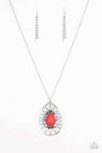 Load image into Gallery viewer, Paparazzi Summer Sunbeam - Red Stone - Silver Necklace and matching Earrings - $5 Jewelry with Ashley Swint