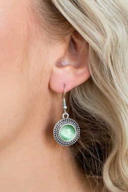 Paparazzi Time To GLOW Up! - Green Moonstone - Silver Earrings - $5 Jewelry With Ashley Swint