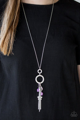 Paparazzi Tour de Desert - Purple Stones - Silver Tassel Necklace & Earrings - $5 Jewelry With Ashley Swint