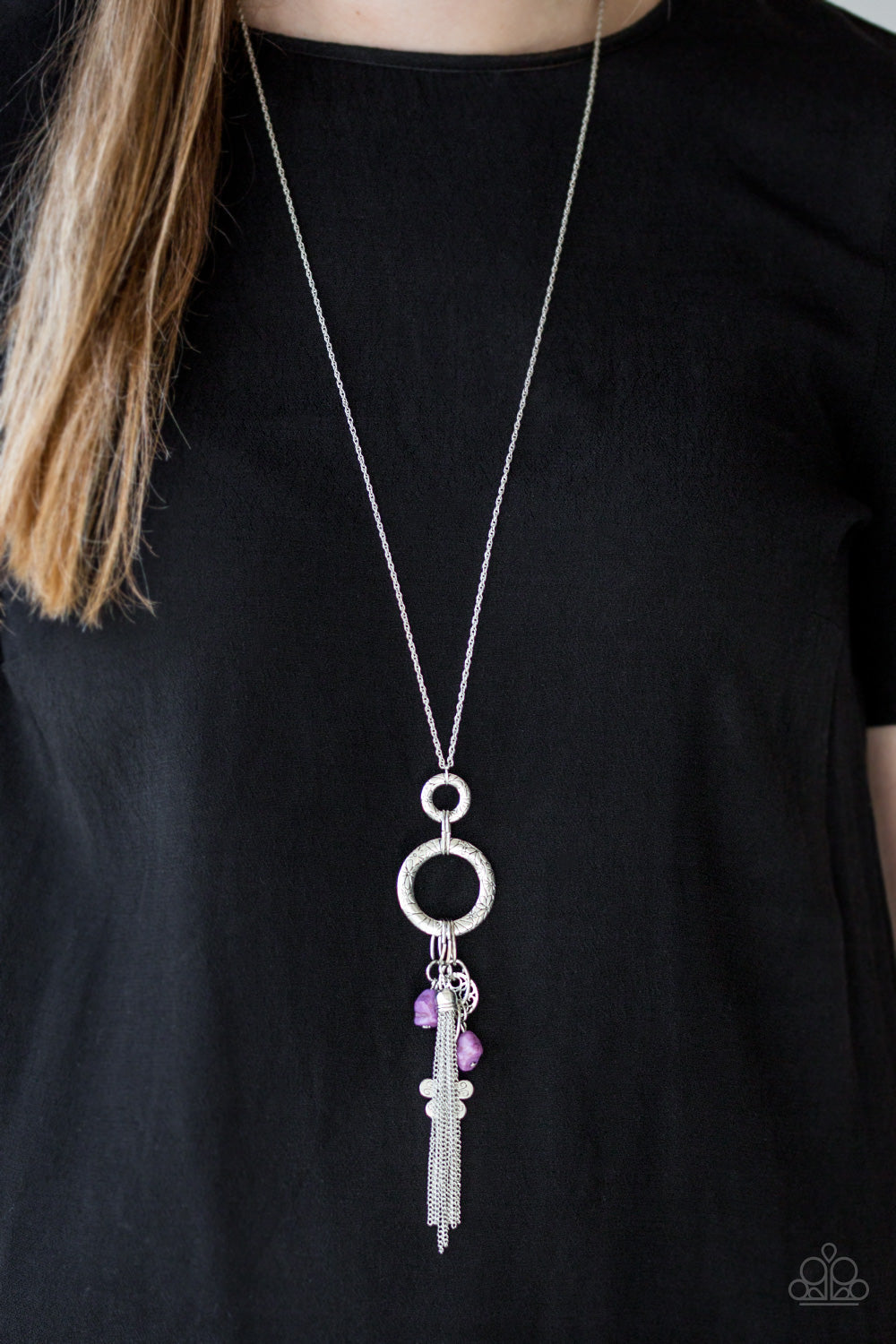 Paparazzi Tour de Desert - Purple Stones - Silver Tassel Necklace & Earrings - $5 Jewelry With Ashley Swint