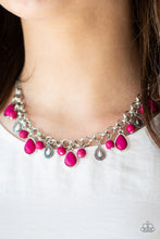 Load image into Gallery viewer, Paparazzi Welcome To Bedrock - Pink - Teardrop Stones - Double Bold Silver Chain Necklace - $5 Jewelry With Ashley Swint