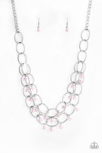 Load image into Gallery viewer, Paparazzi Yacht Tour - Pink - Silver Necklace and matching Earrings - $5 Jewelry With Ashley Swint