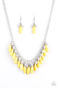 Paparazzi Bead Binge - Yellow Beads - Silver Chain Necklace & Earrings - $5 Jewelry with Ashley Swint