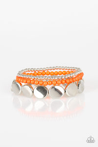 Paparazzi Beyond The Basics - Orange Beads - Set of 3 Bracelets - $5 Jewelry With Ashley Swint