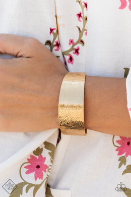 PRE-ORDER - Paparazzi Coolly Curved - Gold - Cuff Bracelet - $5 Jewelry with Ashley Swint