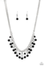 Load image into Gallery viewer, Paparazzi Regal Refinement - Black Beaded Tassels - White Rhinestones - Silver Chains Necklace and matching Earrings - $5 Jewelry With Ashley Swint