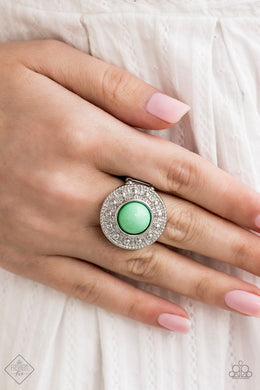 Paparazzi Treasure Chest Shimmer  - Green - Silver Ring - Fashion Fix / Trend Blend Exclusive April 2020 - $5 Jewelry with Ashley Swint