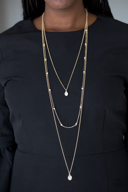 Paparazzi City Blockbuster - Gold - Multi layered Necklace & Earrings - $5 Jewelry With Ashley Swint