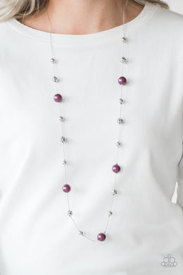 Paparazzi Eloquently Eloquent - Purple Pearls - Hammered Beads - Silver Chain Necklace and matching Earrings - $5 Jewelry With Ashley Swint