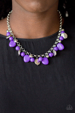 Paparazzi Flirtatiously Florida - Purple Beads - Bold Silver Chain - Necklace & Earrings - $5 Jewelry With Ashley Swint
