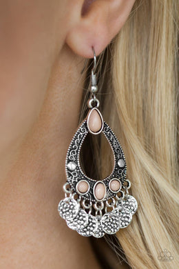 Paparazzi Island Escapade - Brown / Neutral Beads - Silver Teardrop Earrings - $5 Jewelry With Ashley Swint
