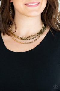 Paparazzi Metro Madness - Brass - Necklace and matching Earrings - $5 Jewelry With Ashley Swint