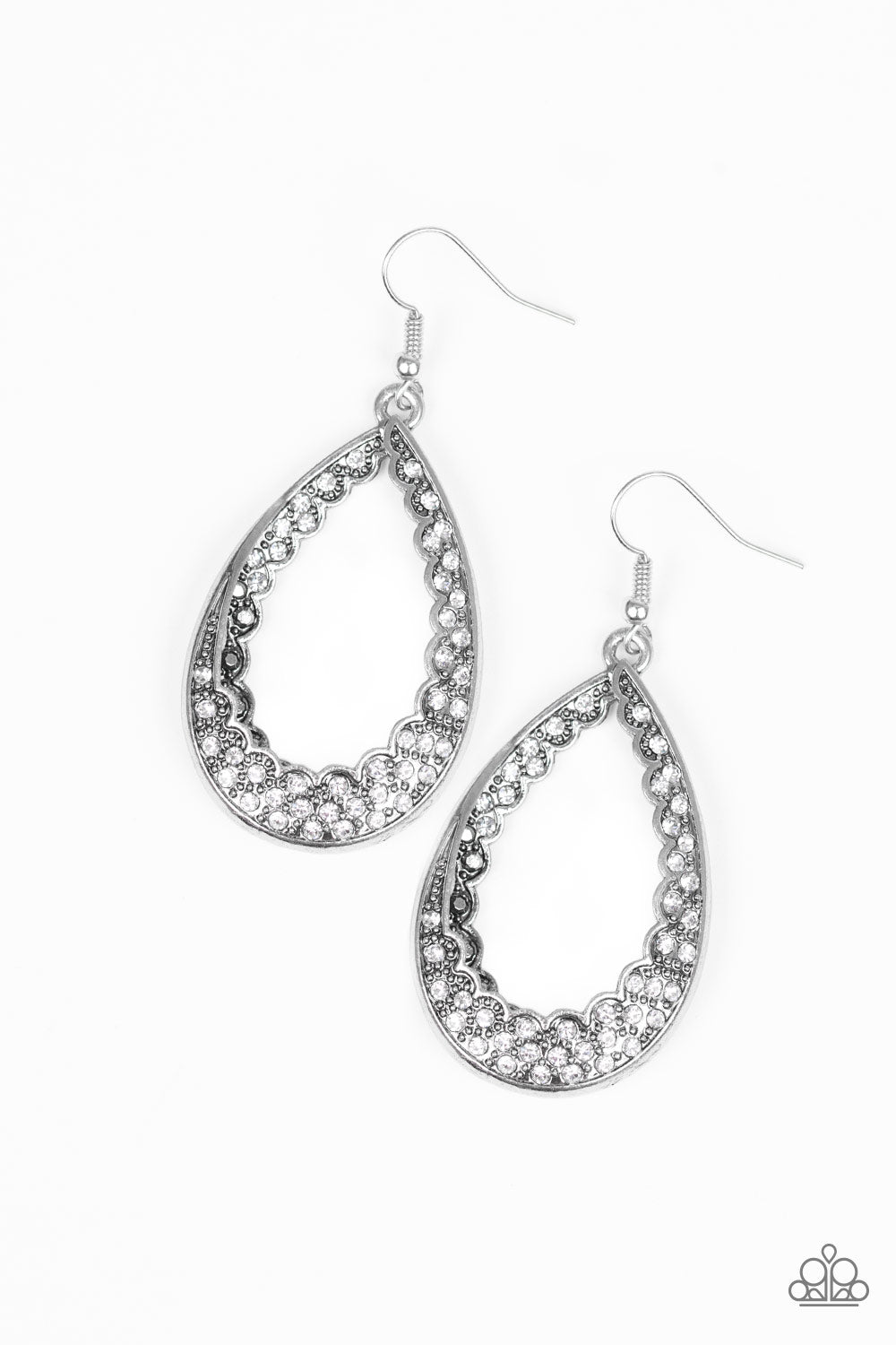 Paparazzi Royal Treatment - White Rhinestones - Earrings - $5 Jewelry With Ashley Swint