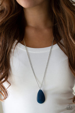 Paparazzi So Pop-YOU-lar - Blue Teardrop Pendant - Necklace and matching Earrings - $5 Jewelry with Ashley Swint